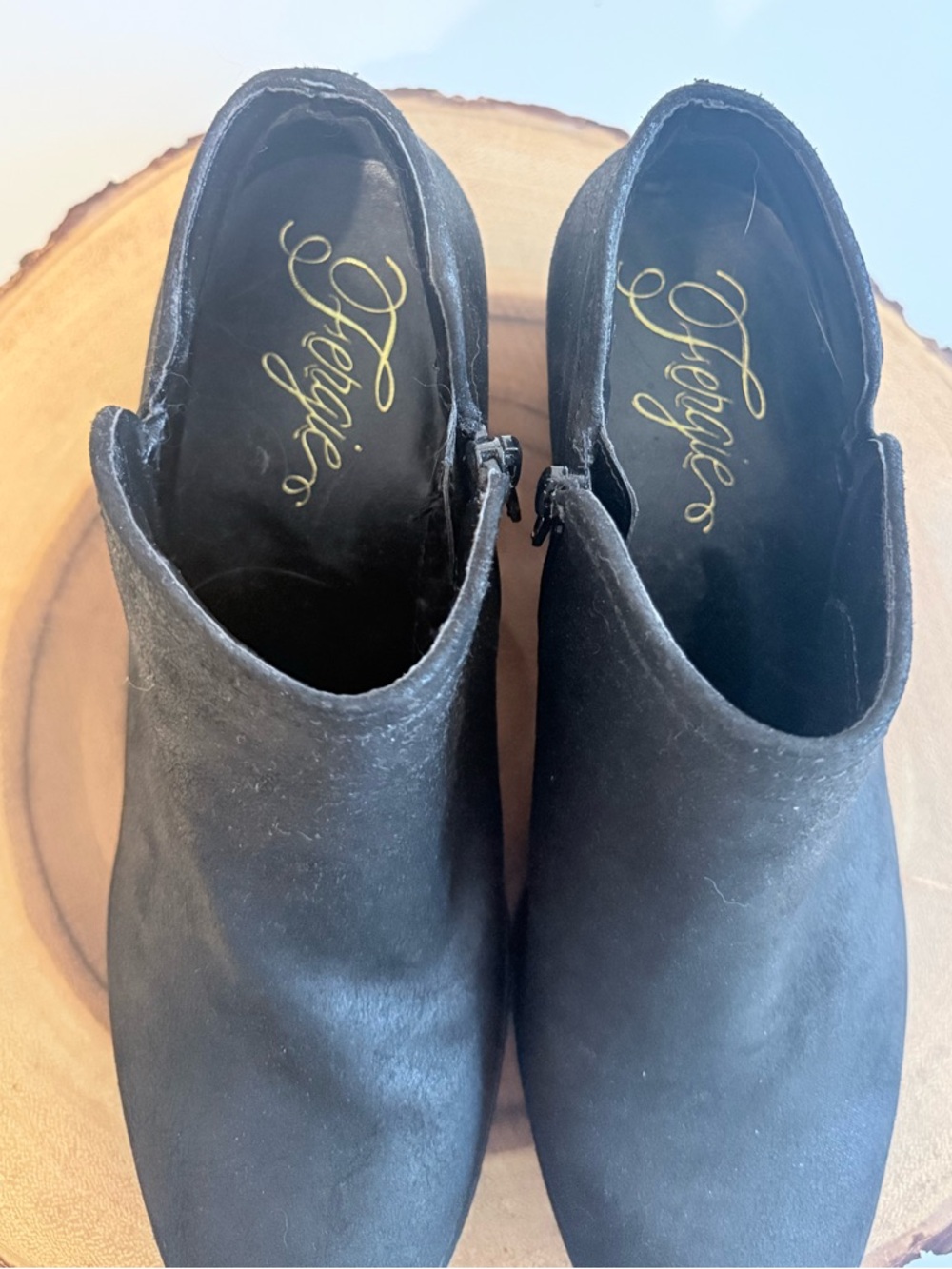 Fergie Women’s Black Faux Suede Low Heel Ankle Booties - Picture 9 of 9